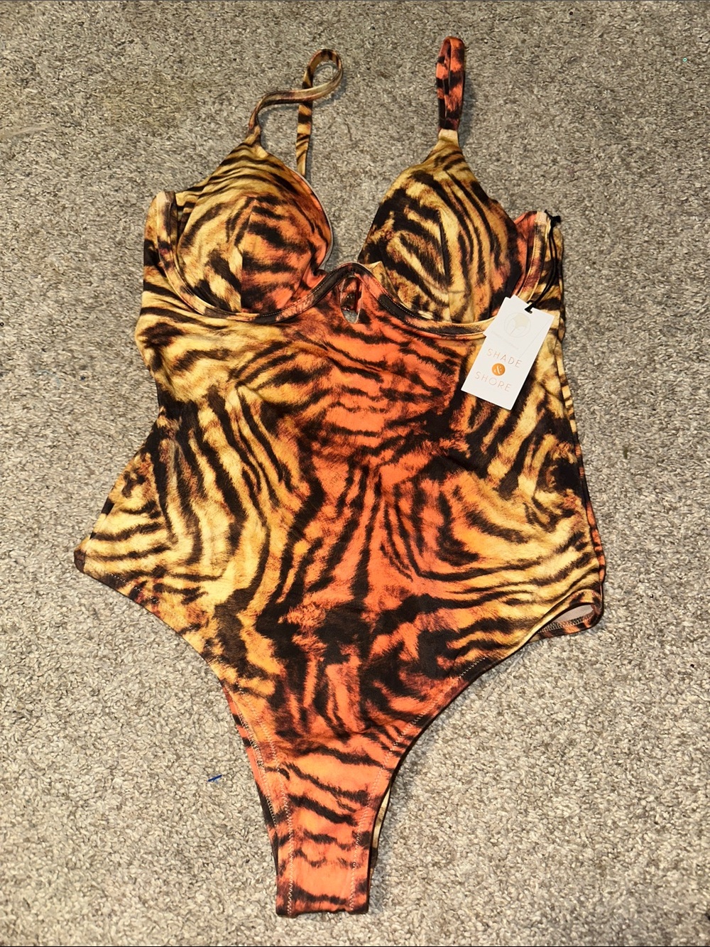 Shade & Shore Tiger-Striped One-Piece Swimsuit